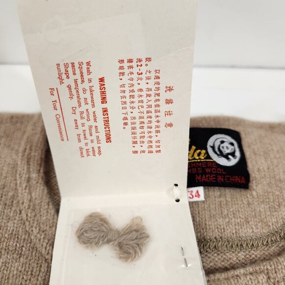 Panda Cashmere / Wool Blend Beige Sweater Vintage New w/ Tags - Picture 5 of 8